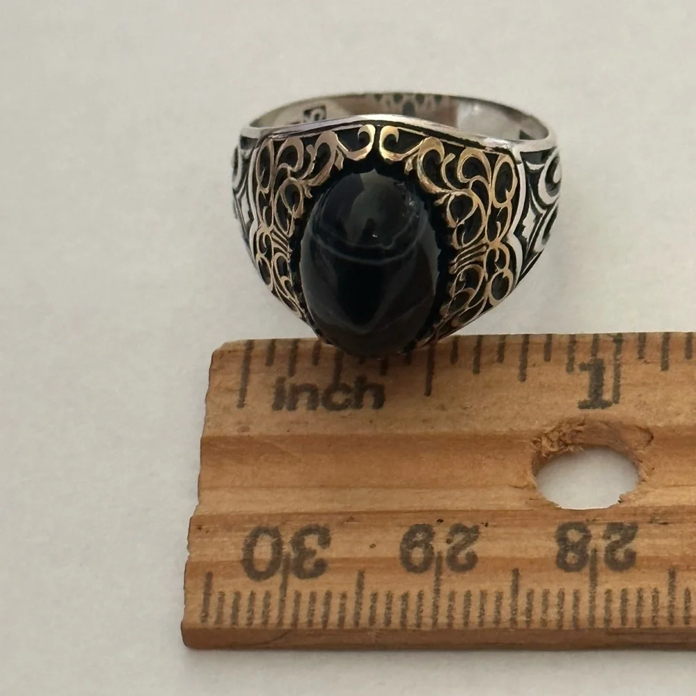 Unisex 925 Sterling silver ring blue stone